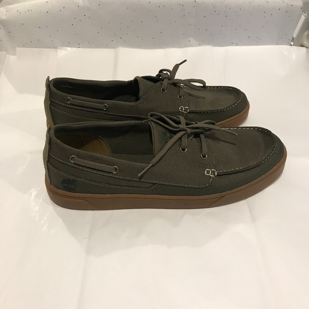 Timberland Mens Olive Green Boat Shoes Size 11.5